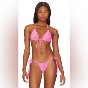 Good American Pink Sparkly Bikini Top